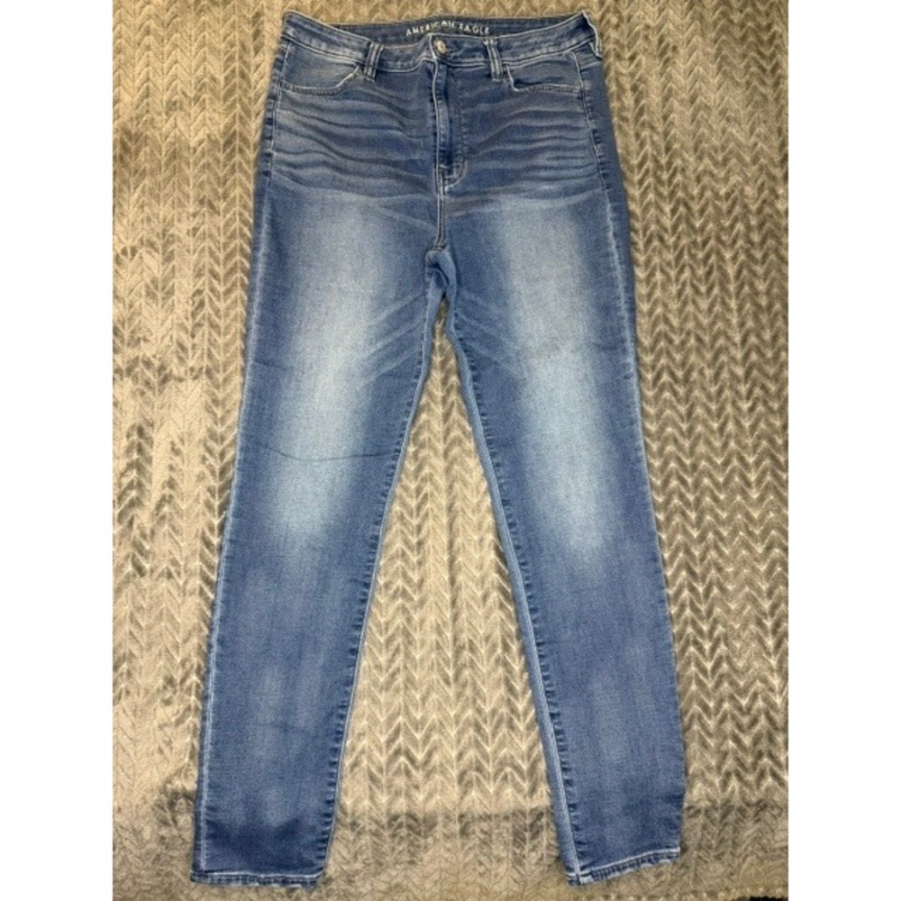 American Eagle Super Stretch High Rise Jeggings  Denim Jeans 14 Long  0024